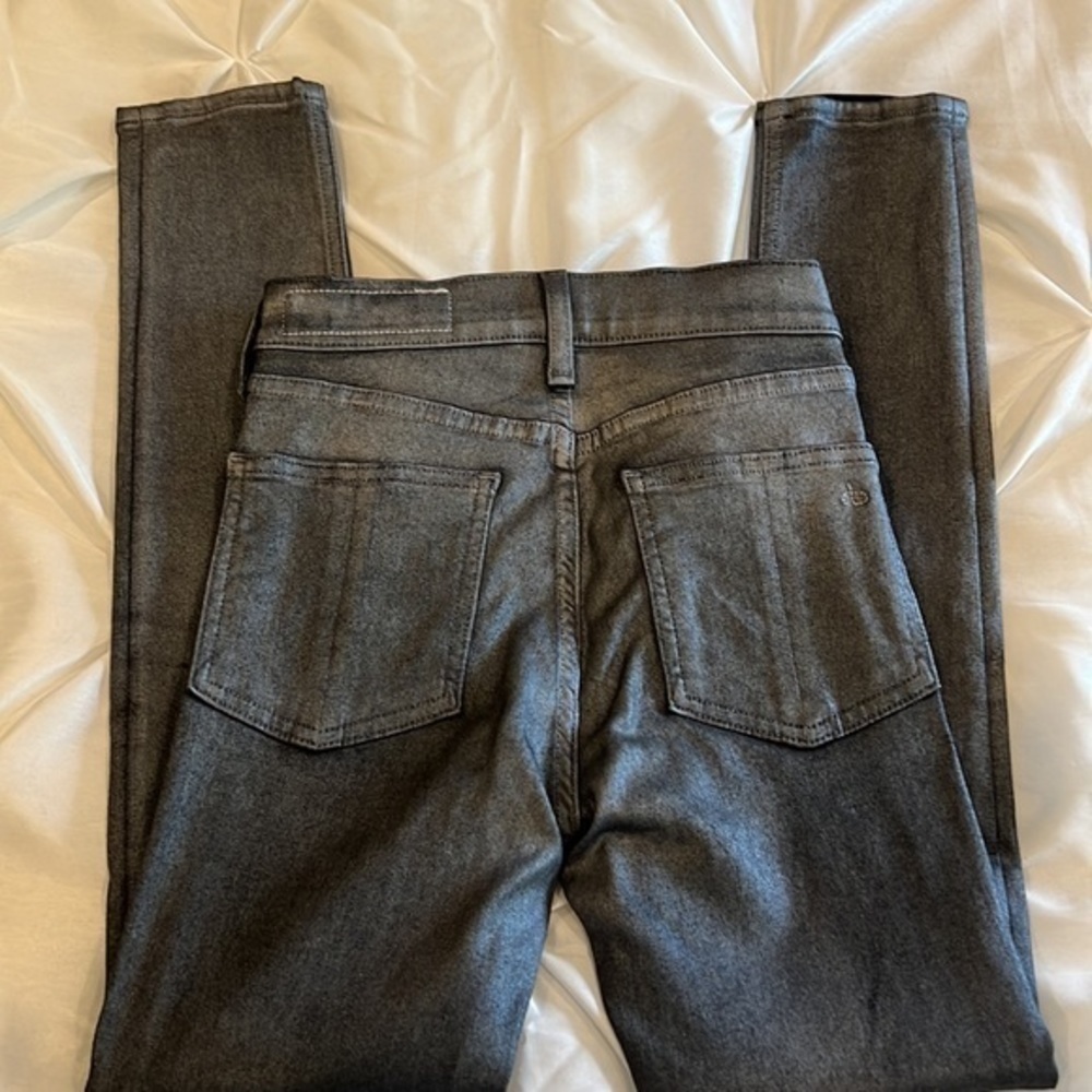 rag & bone /JEAN High Rise Ankle Skinny in Gunmetal Coated Stretch Jeans 24 - Picture 6 of 8